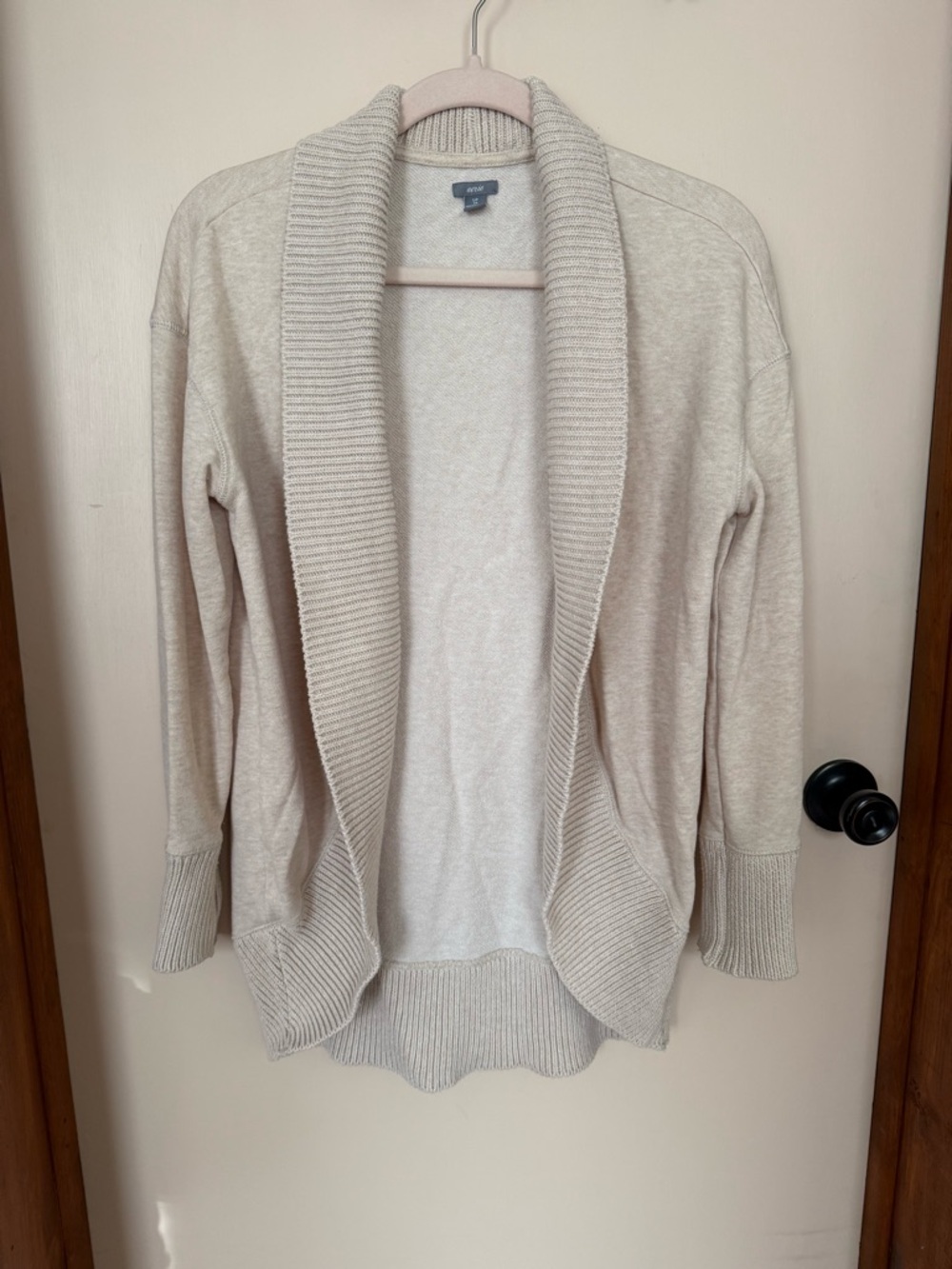 aerie Cream Open-Front Shawl Collar Cardigan